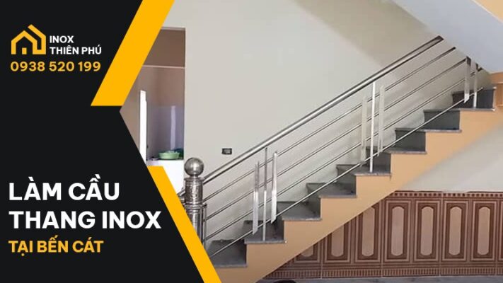 Mẫu làm cầu thang inox tại Bến Cát (mẫu tối giản)