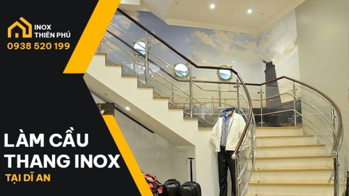 Làm cầu thang inox tại Dĩ An. đơn giản nhưng không kém phần tinh tế