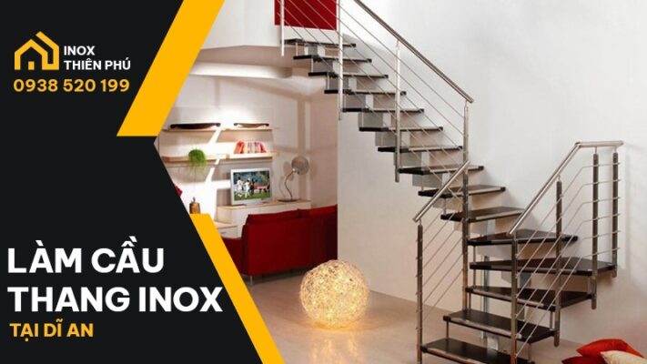 Cầu thang inox Dĩ An mẫu xương cá