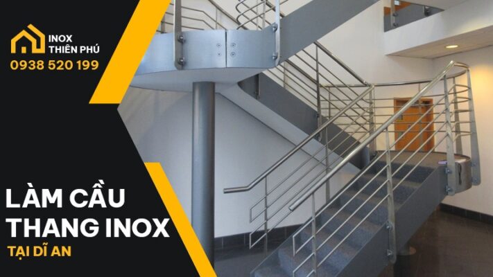 Bàn giao lắp đặt cầu thang inox Dĩ An mẫu chữ U