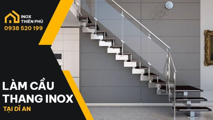 Bàn giao lắp đặt cầu thang inox Dĩ An mẫu chữ L