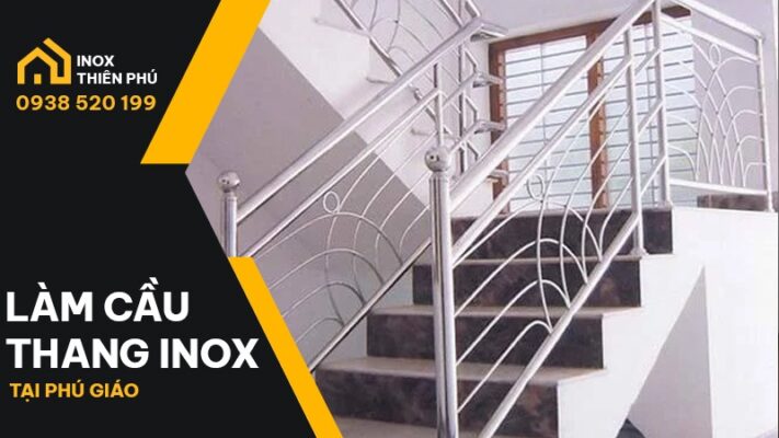 Cầu thang inox với cấu trúc tối giản làm tại Bến Cát