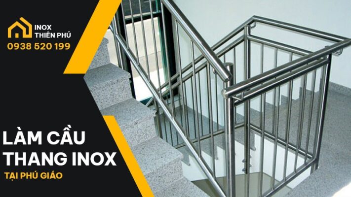 Mẫu cầu thang inox công nghiệp tại Bến Cát thi công bởi Inox Thiên Phú Bình Dương