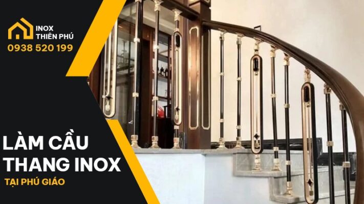 Làm cầu thang inox mạ màu tại Phú Giáo