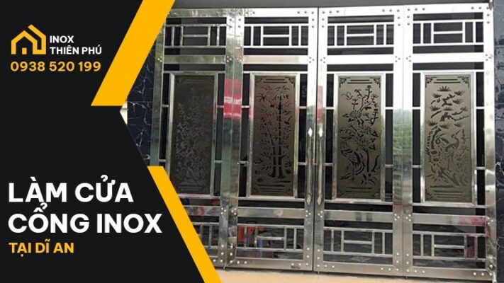 Bàn giao cửa cổng inox tại Dĩ An, mẫu 4 cánh