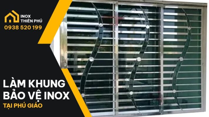 Llàm khung bảo vệ cửa sổ inox uốn hoa văn nghệ thuật cho biệt thự tại Phú Giáo