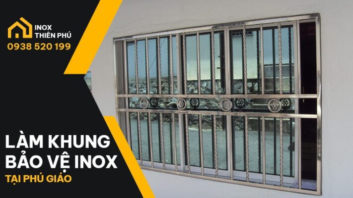 Làm khung bảo vệ cửa sổ inox mỹ thuật màu trắng cho khách hàng Phú Giao